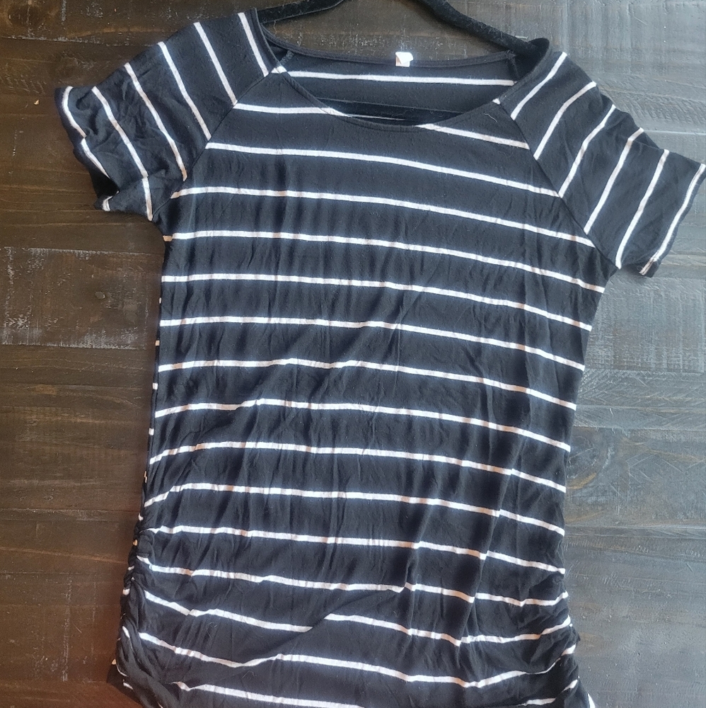 Black and White Striped Maternity Top